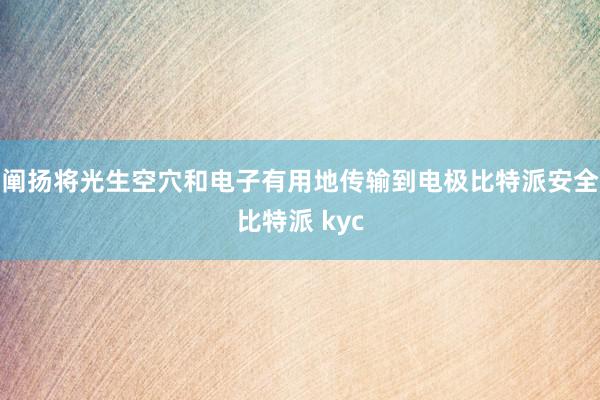 阐扬将光生空穴和电子有用地传输到电极比特派安全比特派 kyc