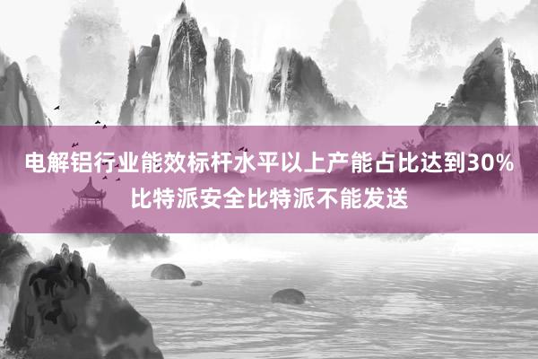 电解铝行业能效标杆水平以上产能占比达到30%比特派安全比特派不能发送