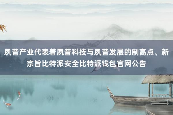 夙昔产业代表着夙昔科技与夙昔发展的制高点、新宗旨比特派安全比特派钱包官网公告