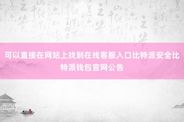 可以直接在网站上找到在线客服入口比特派安全比特派钱包官网公告