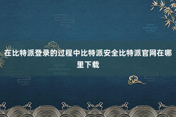 在比特派登录的过程中比特派安全比特派官网在哪里下载