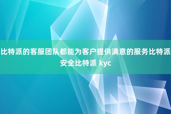 比特派的客服团队都能为客户提供满意的服务比特派安全比特派 kyc