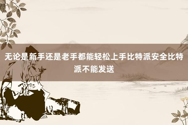 无论是新手还是老手都能轻松上手比特派安全比特派不能发送