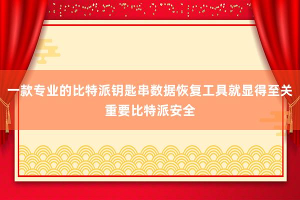 一款专业的比特派钥匙串数据恢复工具就显得至关重要比特派安全