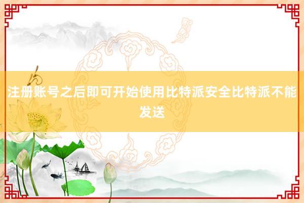 注册账号之后即可开始使用比特派安全比特派不能发送