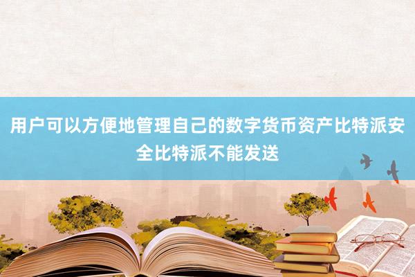 用户可以方便地管理自己的数字货币资产比特派安全比特派不能发送