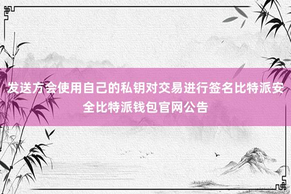 发送方会使用自己的私钥对交易进行签名比特派安全比特派钱包官网公告