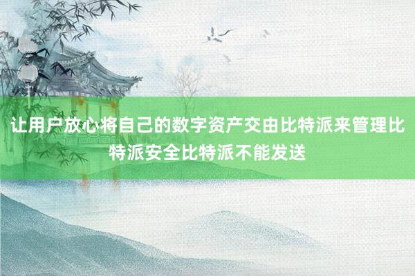 让用户放心将自己的数字资产交由比特派来管理比特派安全比特派不能发送