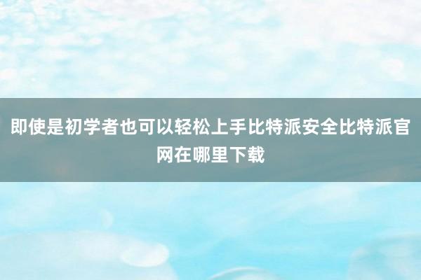 即使是初学者也可以轻松上手比特派安全比特派官网在哪里下载