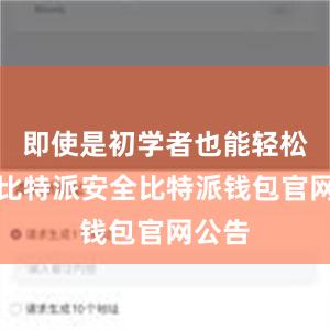 即使是初学者也能轻松上手比特派安全比特派钱包官网公告