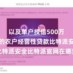 以及单户授信500万元及以下的农户经营性贷款比特派安全比特派官网在哪里下载