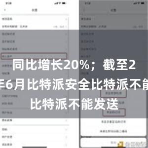 同比增长20%；截至2024年6月比特派安全比特派不能发送